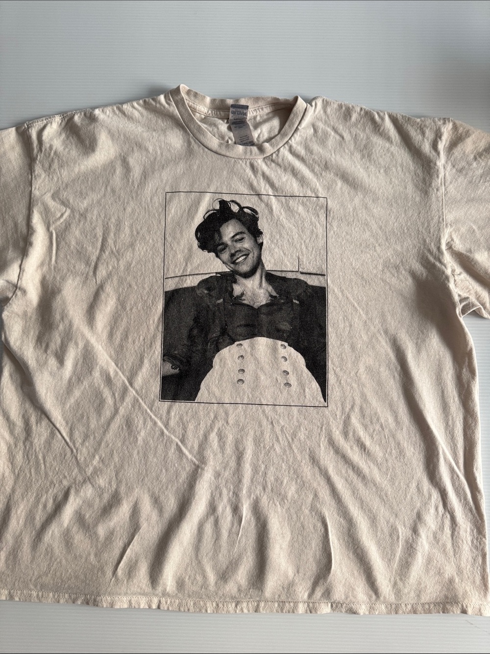 Gildan Cream Women's Short Sleeve Tee with Monochrome Portrait